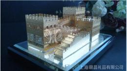 中国著名建筑 北京长城水晶镶金模型